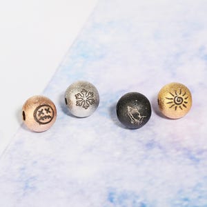 Custom Laser Engraved Logo Beads:  8mm & 10mm Matte Stainless Steel DIY Jewelry Making
