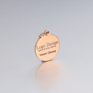 Free Shipping 10 pcs Custom 14mm Stainless Steel Circular Disk Logo Charm Beads,Laser Engraved Charm Beads For Jewelry Bracelets Making 14mm Glossy RoseGold