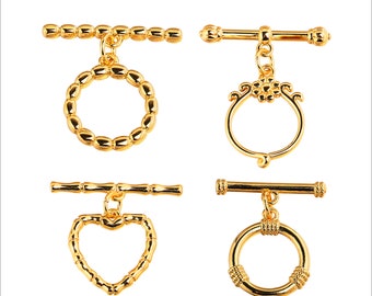 Spedizione gratuita 10 pezzi di moda oro CZ cuore / chiusura ovale chiusura charm perline connettori con chiusura a vite per bracciali di gioielli, SQ140-SQ144