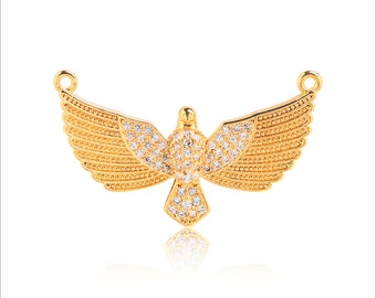 Livraison gratuite 10 pcs Gold Eagle Charm Pendentifs pour bricolage Bijoux Collier Fabrication Perles, CZ Bijoux Accessoires, 20x32mm, GN131