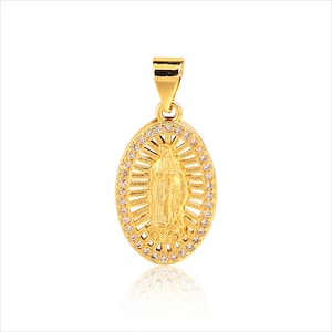 Colgante de oro de 18 quilates con circonitas cúbicas de Jesús: joyería DIY (12 x 20 mm)