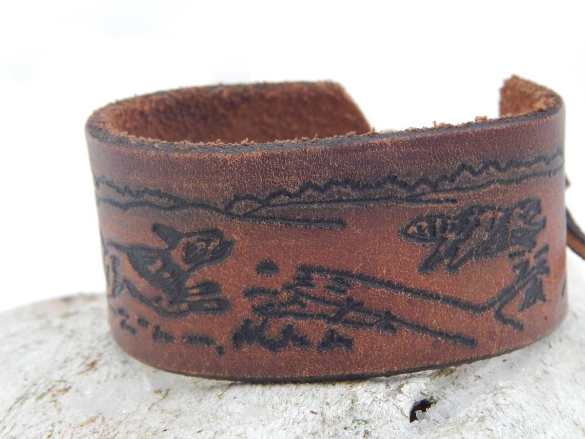 Coon Hunting leather cuff bracelet vintage belt bracelet Etsy