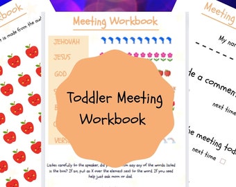 JW Meeting Workbook, JW Toddler Workbook, JW Kids Meeting Activity Book, Meeting Workbook Printables, Digital Workbook