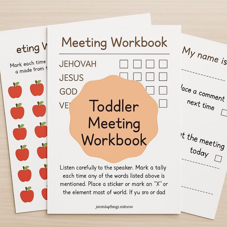 JW Toddler Meeting Workbook – Interactive Printable for Kingdom Hall | Jehovah’s Witness Quiet Activity image 1