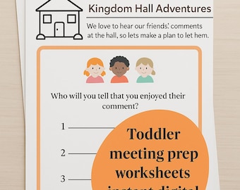 Toddler Meeting Prep Worksheets, JW Printable | Kingdom Hall Adventures for Kids
