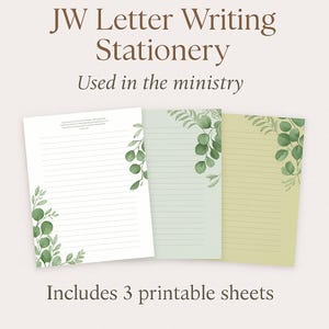 Papelería para escribir cartas de los Testigos de Jehová: 3 diseños imprimibles para ministrar y animar