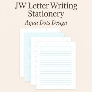 JW Letter Writing Stationery – Aqua Dots Design | Printable Paper for Ministry, Meetings & Assemblies