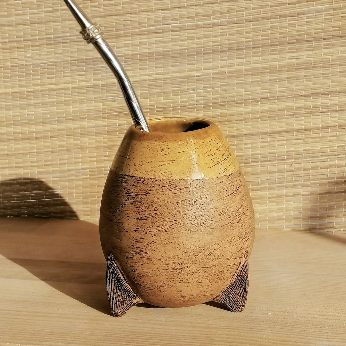 Ceramic Mate Cup With 3 Feet Yerba Mate Ceramic Gourd Etsy UK