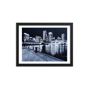 Boston Skyline Framed Art Print by Mikey G Art