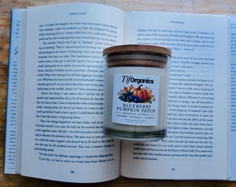Blueberry Pumpkin Patch Reading Candle | Hand-Poured Coconut Soy Wax, Wooden Wick (8 oz)