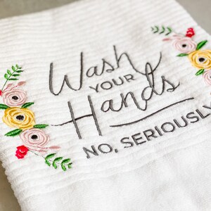 Bathroom Decor, Hand Towels, Embroidered Towel, New Home Gift, Gift for Sister, image 1