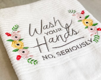 Bathroom Decor, Hand Towels, Embroidered Towel, New Home Gift, Gift for Sister,