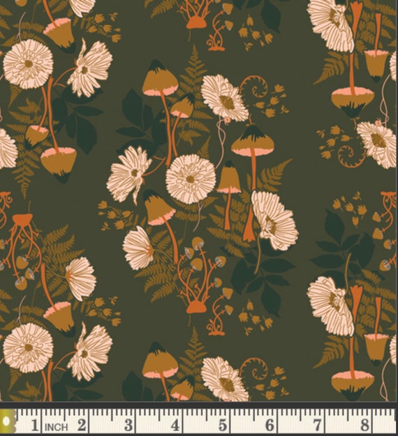 Forest Mushroom Ferns and Flowers Crib Sheet Baby Girl Forage