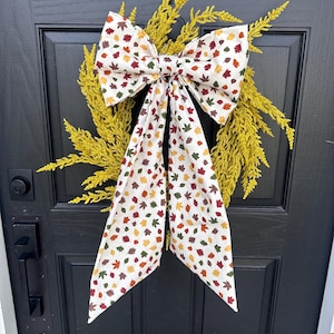 Fall Maple Leaves Wreath bow Oversized Bow fall bow fall decor fall porch decoration fall colors wreath big bow fall leaves decor