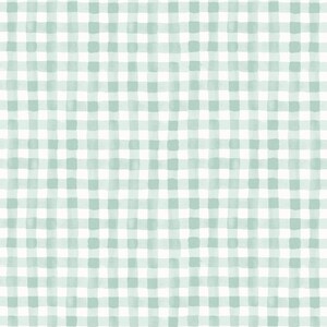 May include: A seamless pattern of a light green and white gingham check. The pattern is made up of small squares, with the green squares being slightly darker than the white squares.