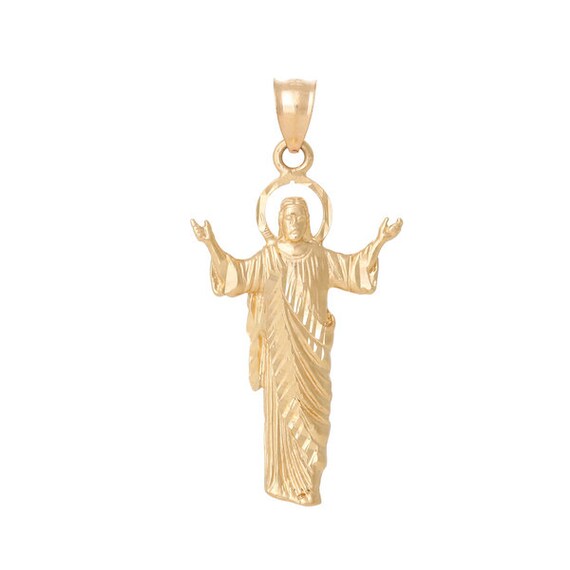 14k White And Yellow Gold Juses Religious Pendant Charm