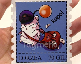 Delivery Moogle Stamp FFXIV Glossy Sticker