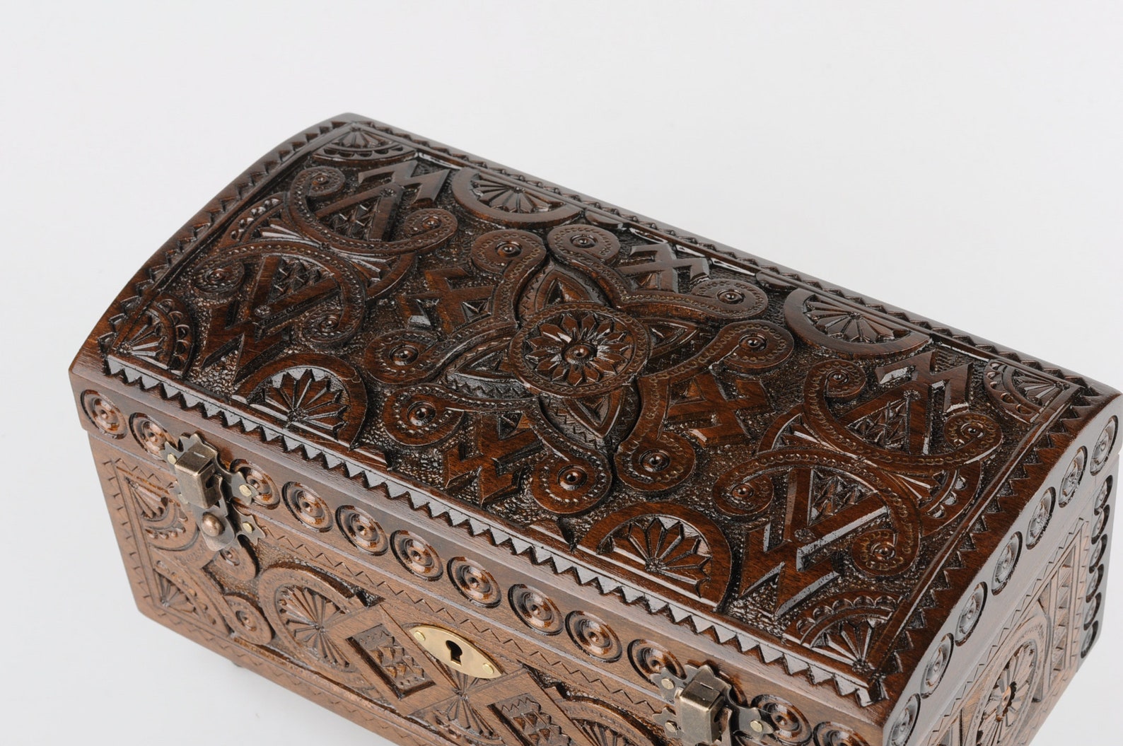 Wooden Box Carved Jewelery Box With Key Jewelry Case Wooden Etsy