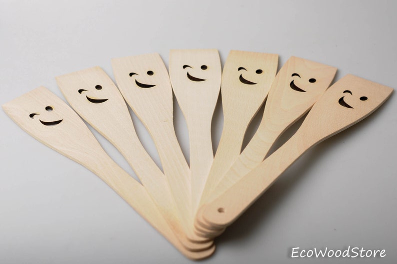 kitchen gift kitchen utensils wooden spatula Winking face spatula natural spatula foodie gift nonstick spatula