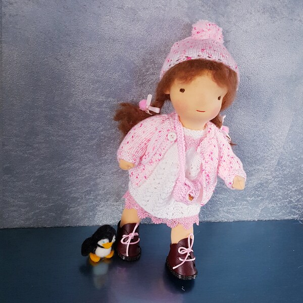 Waldorf Doll  12" / 32cm.   | Waldorfpuppe, Stoffpuppe, Bambola, Puppe, , Rag Doll, Muneca de Trapo,two types of clothing, with a penguin