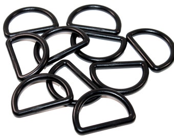 10x D-Ringe Halbringe 20mm Kunststoff schwarz Halbrund Ringe