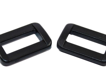 10x Schlaufen Gurtbandschlaufen Vierkantringe 20mm Kunststoff schwarz