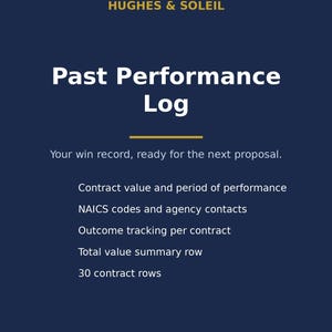 Past Performance Log for Government Contractors | Federal Contract History Tracker Excel Spreadsheet