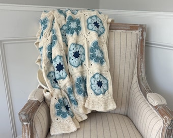 Couverture De Lit En Crochet Vintage, Fait Main, Couleur Ivoire, Superbe état