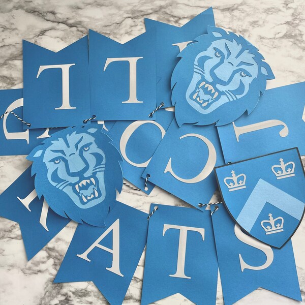 Personalized Columbia University Graduation Banner // Custom Columbia Party Decor // Roaree the Lion Graduation Decor