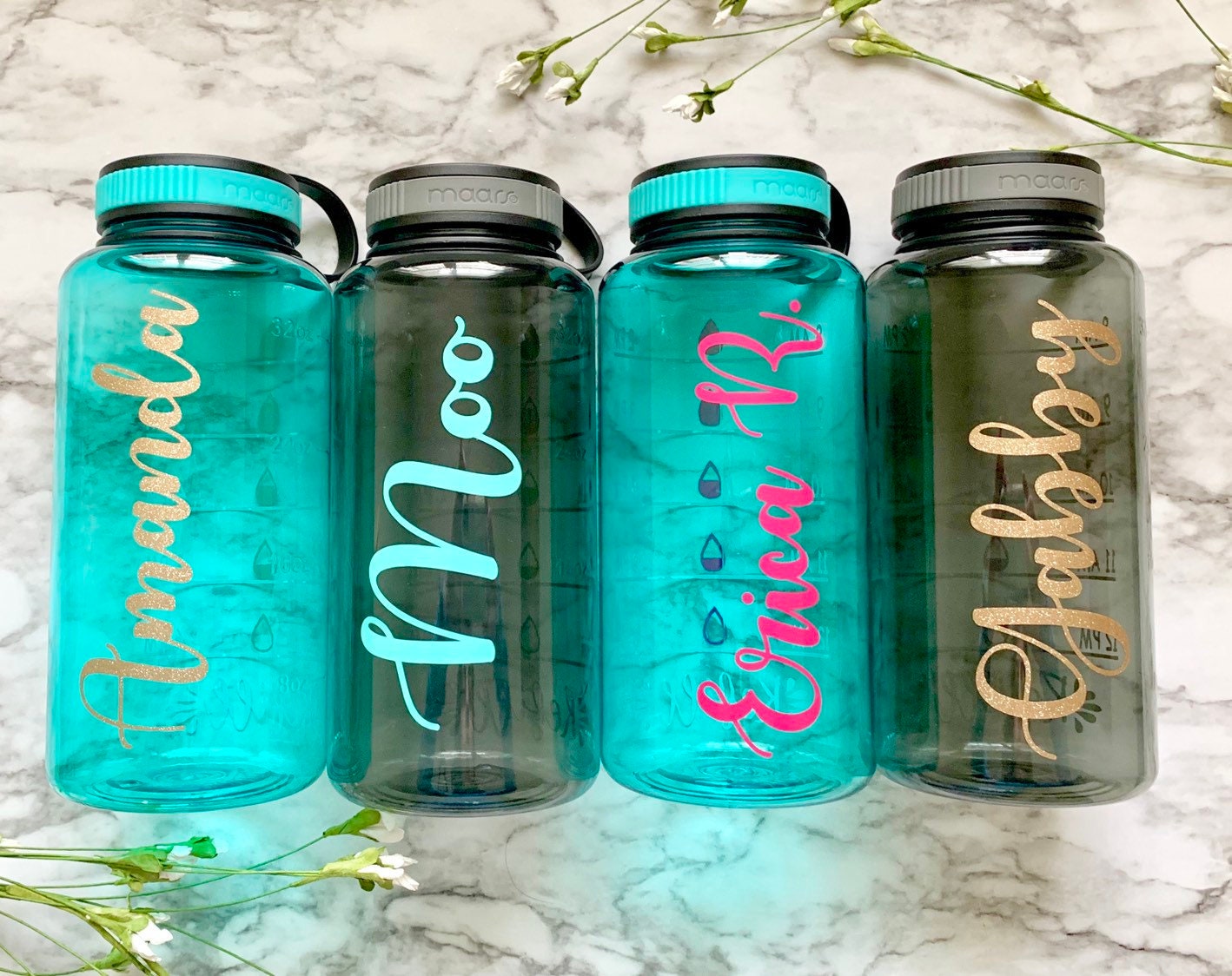 Maars 24 oz Personalized Water Bottle with Straw, Custom Water Bottle for  Camp or School, Flip Top L…See more Maars 24 oz Personalized Water Bottle