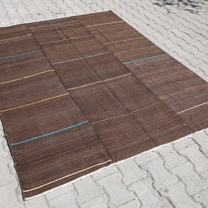 Kilim rug 6x8 turkish kilim rug, flat weave kilim,wool rug,carpet kilim,bohemian rug,eclectic kilim,dark brown rug,5'5x7'8 feet 33332 kilim image 2