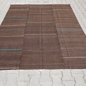 Kilim rug 6x8 turkish kilim rug, flat weave kilim,wool rug,carpet kilim,bohemian rug,eclectic kilim,dark brown rug,5'5x7'8 feet 33332 kilim image 1