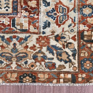 Vintage Turkish Rug: Garden Panel Design, Navy Rust and Ivory Area Carpet image 11