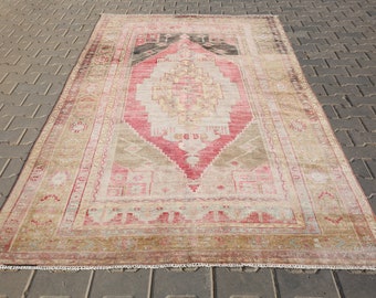 Large rug 5x10, large long runner,turkish rug,soft wool rug,oushak rug, vintage rug,antque old rug, handmade rugs, 4'8x9'8 feet 20521 carpet