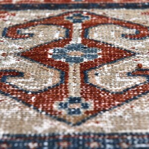 Vintage Turkish Rug: Garden Panel Design, Navy Rust and Ivory Area Carpet image 8