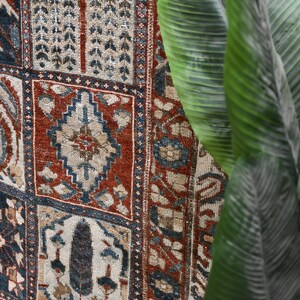 Vintage Turkish Rug: Garden Panel Design, Navy Rust and Ivory Area Carpet image 14