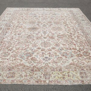Oversize rug 8x11 Large area rug,turkish rug,oushak vintage rugs,elegance rug,excellent quality rug,floral vintage wool rug,7&#39;9x10&#39;9 ft22475