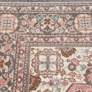 9x12 Turkish Rug,Oversized Rug 9x12 Area Rug,Oushak Rug,Pink and Faded light blue and brown rug, bordure rugs,8'5x12'0 feet 22257 Kilim Rugs image 9