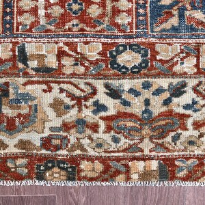 Vintage Turkish Rug: Garden Panel Design, Navy Rust and Ivory Area Carpet image 10