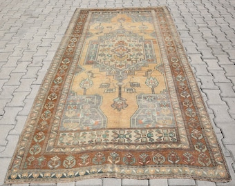 5x9 Turkish Rug,oushak Vintage,Turkish Runner,Rug weaving wool vintage Rug,Handmade Rug,Vintage Rug,Moroccan wool rug,4'8"x9'3"FtSKU:6984RUG