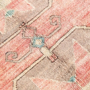 turkish rug, oushak rug 5x11,turkish area rug,turkish woven,bohemian rug, area turkish,pink rugs,sun muted rug,vintage rug,4'8x10'6 ft 19366 image 8