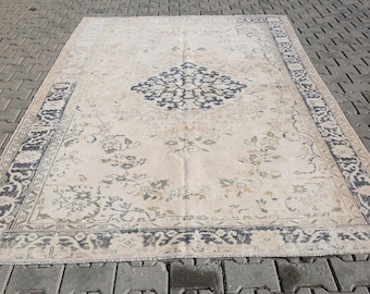Vintage Oushak Wollteppich: Beunruhigter Türkischer Teppich 1,80x3,10m