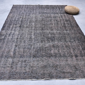 Rugs 6x9, dark gray rug, navy blue rug,overdyed rug, interior rug, abstract rug, turkish rug, vintage rug, wool woven rug,5'8x9'0 ft 25066