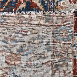 Vintage Turkish Rug: Garden Panel Design, Navy Rust and Ivory Area Carpet image 12
