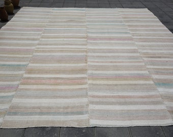 Large area room hemp rug 10x12 Hemp rug,Natural Colored striped hemp rug,interior design hemp rug,home decor rug,10'1x11'8 ft 52491 Rug hemp