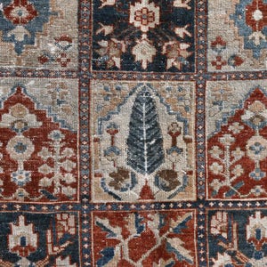 Vintage Turkish Rug: Garden Panel Design, Navy Rust and Ivory Area Carpet image 5