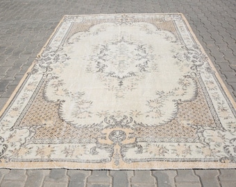 Overdized rug7x10 turkish Oversize Rug,Large Rug,Floor Rug,Big Area Rug,Special Rug, rug,7&#39;0x10&#39;3 Ft SKU:6874 beige and  muted brown rugs