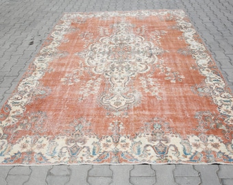 Übergroßer türkischer Wollteppich, großer Teppich, antike Webart (216 x 310 cm)