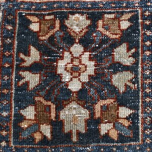 Vintage Turkish Rug: Garden Panel Design, Navy Rust and Ivory Area Carpet image 7