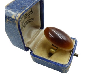 Vintage 1970s Brown Agate Adjustable Ring
